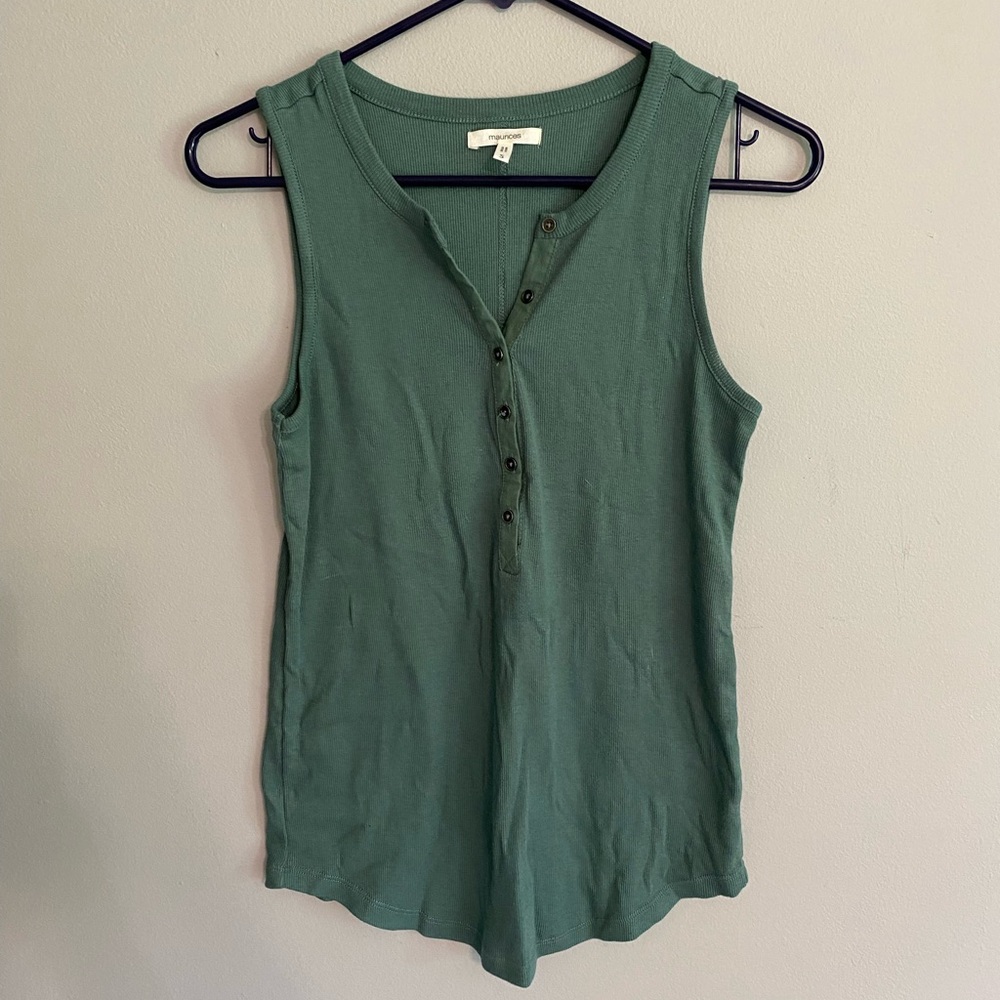 Maurices Green Fitted Sleeveless Tank Top